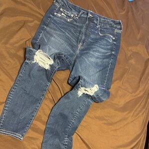 American Eagle Outfitters Blue Distressed Boyfriend Jeans